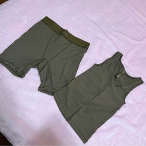SKIMS LIMITED EDITION Soft Lounge Tank & Boxer Set in ARMY - Size XS
